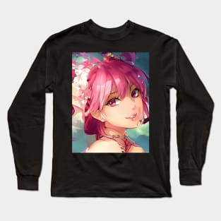 anime girl pink hair manga Long Sleeve T-Shirt